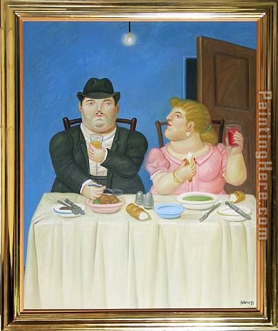 The Dinner painting - Fernando Botero The Dinner art painting
